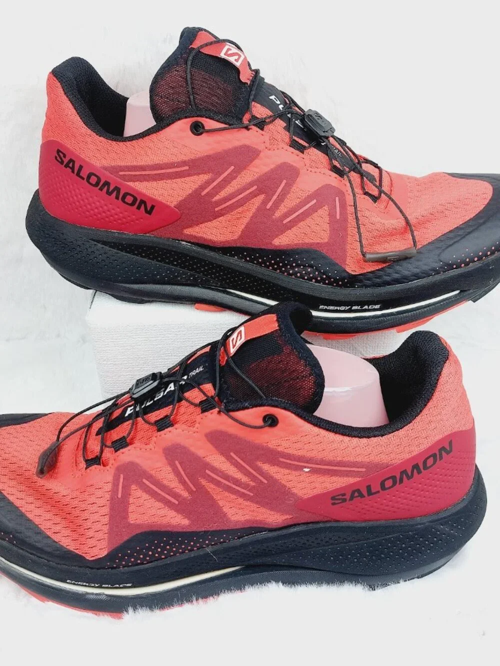 Salomon Men's Vibrant Red Black Pulsar Trail Quick Lace Hiking Shoes Size 12